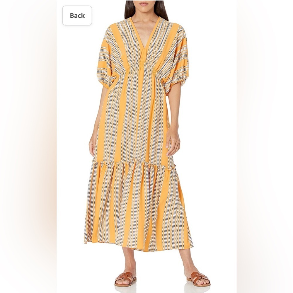 Taylor Yellow and White Puff Sleeve Sundress - Picture 2 of 14